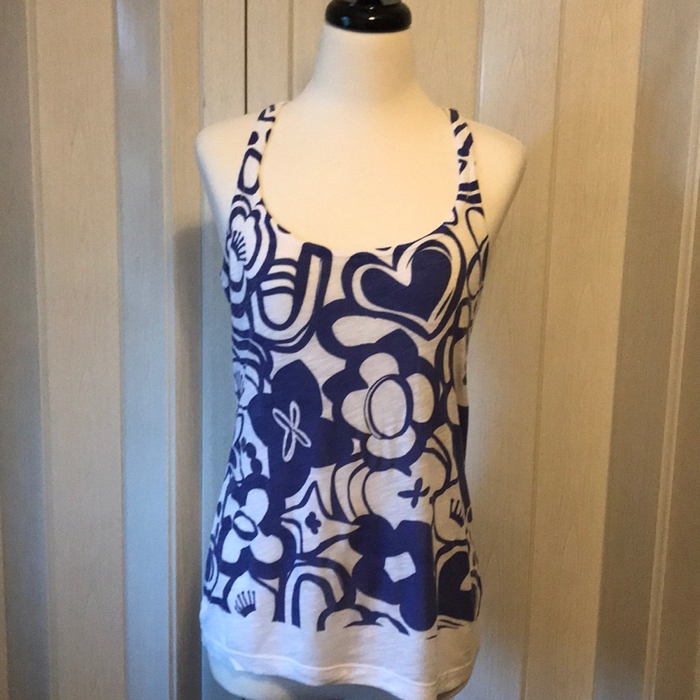 Blue heart and flower print juicy couture tank top